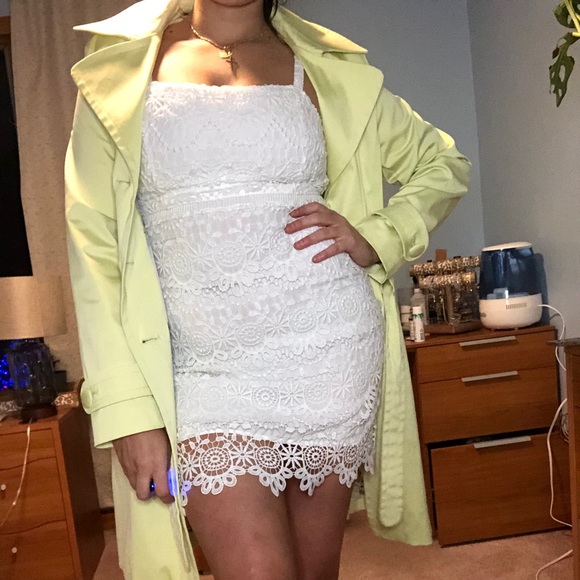 VINTAGE Nine West lemon lime elegant trench coat - Picture 3 of 7